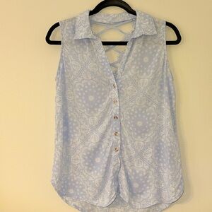 No Boundaries Sky Blue Sleeveless Blouse